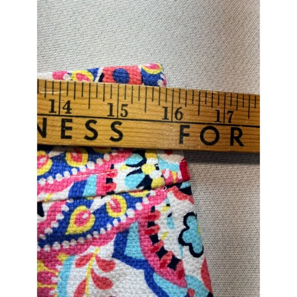 Talbots Women's Cotton Pencil Skirt Flat Front Sz 8p Multicolor Paisley Back Zip - Picture 9 of 11